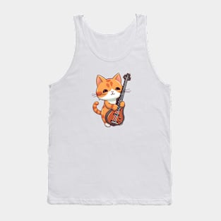 Cute Cat Playing Guitar Tank Top